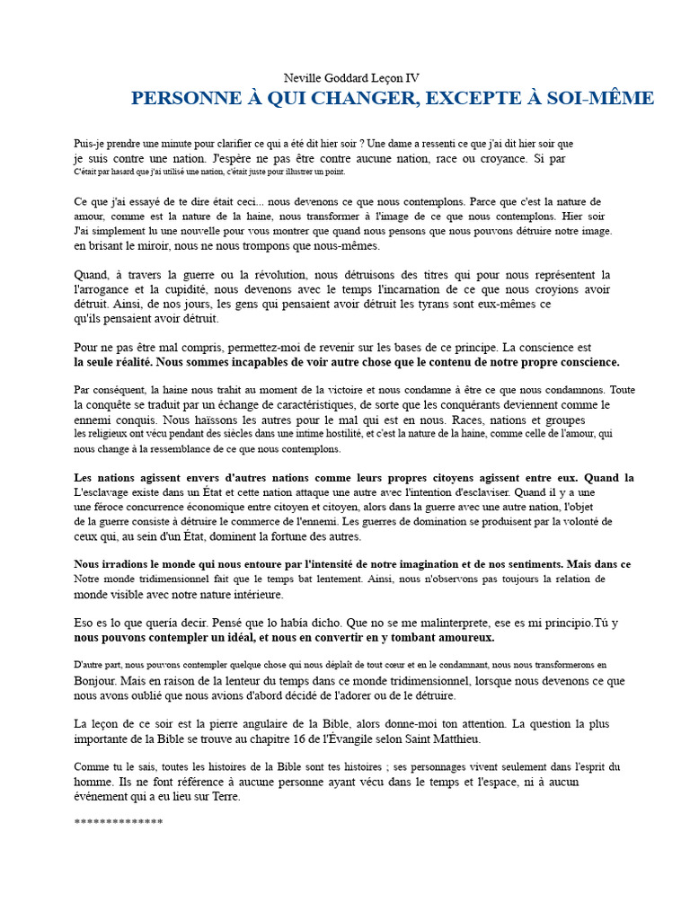 Changer soimême Leçon de Neville Goddard PDF Ismaël Isaac — free download