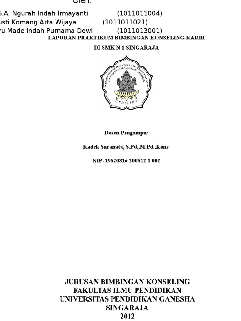 Laporan Praktikum Bk Karir Di Smk N 1 Singaraja