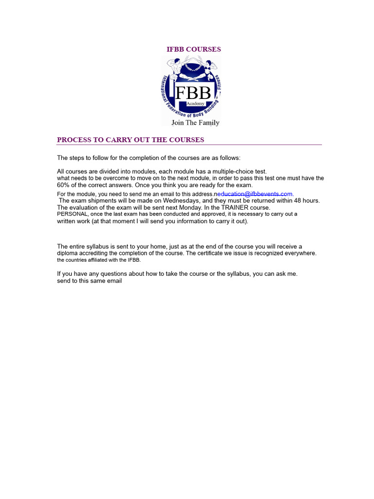 Ifbb Courses Completion PDF | PDF