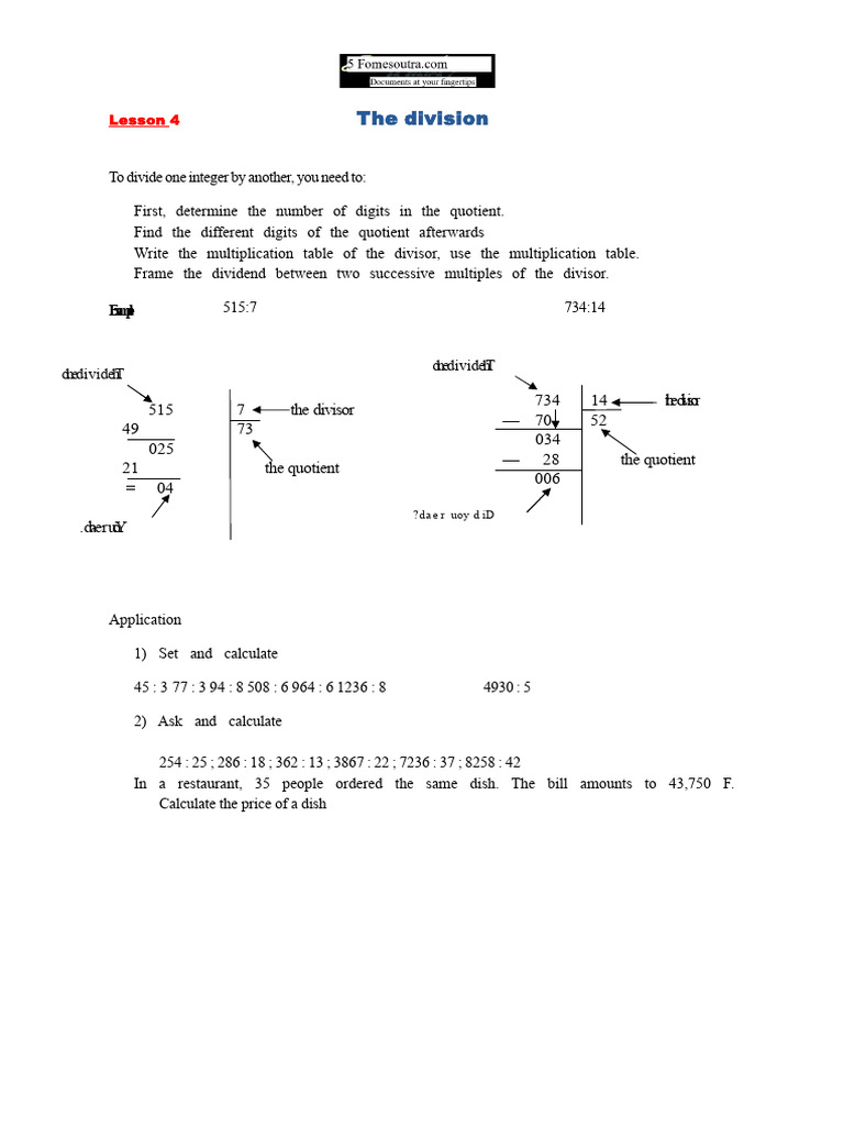 Lesson 4 The Division | PDF