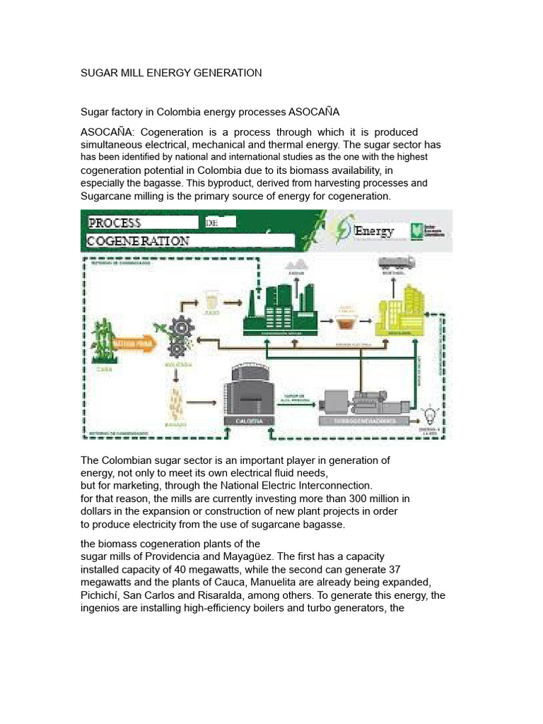 Colombia Sugar Mill Cogeneration Energy | PDF | Cogeneration | Sugarcane