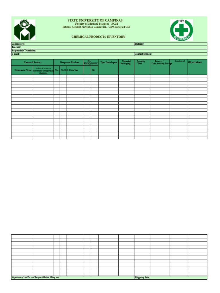 Chemical Products Inventory for FCM | PDF