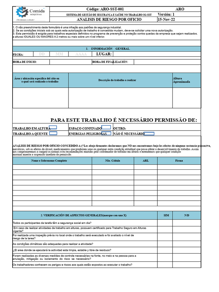 Análise de Risco para Trabalho Seguro | PDF