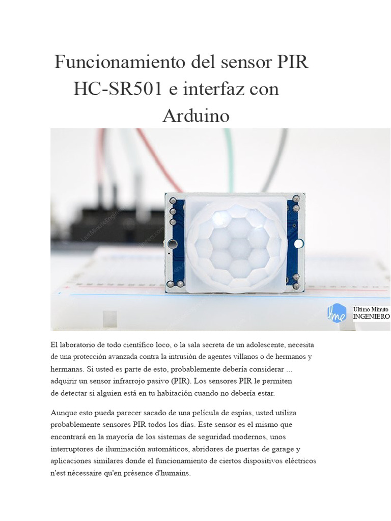 Sensor PIR HC-SR501 y Arduino: Guía Completa | PDF | Infrarrojo | Arduino