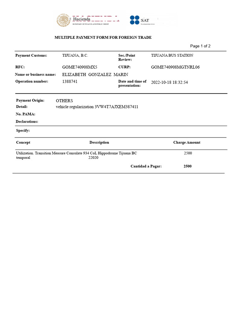 Payment_GOME7rg40908MX5 (1) | PDF | Customs