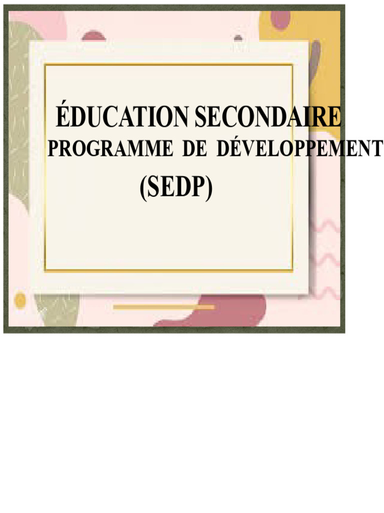 Programme de Développement Éducationnel | PDF | Enseignement secondaire ...