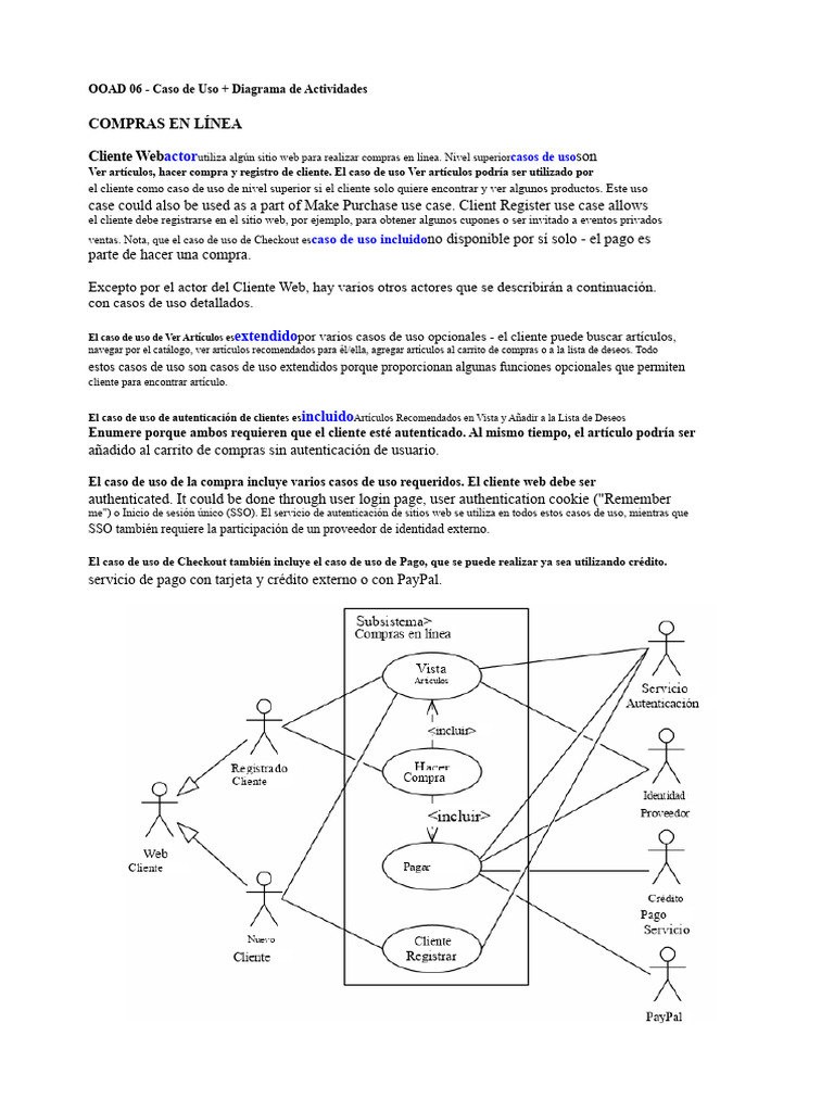 Casos de Uso y Diagrama de Compras Online | PDF | Tarjeta de crédito
