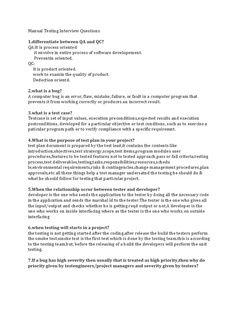 Manual Testing Interview Questions PDF