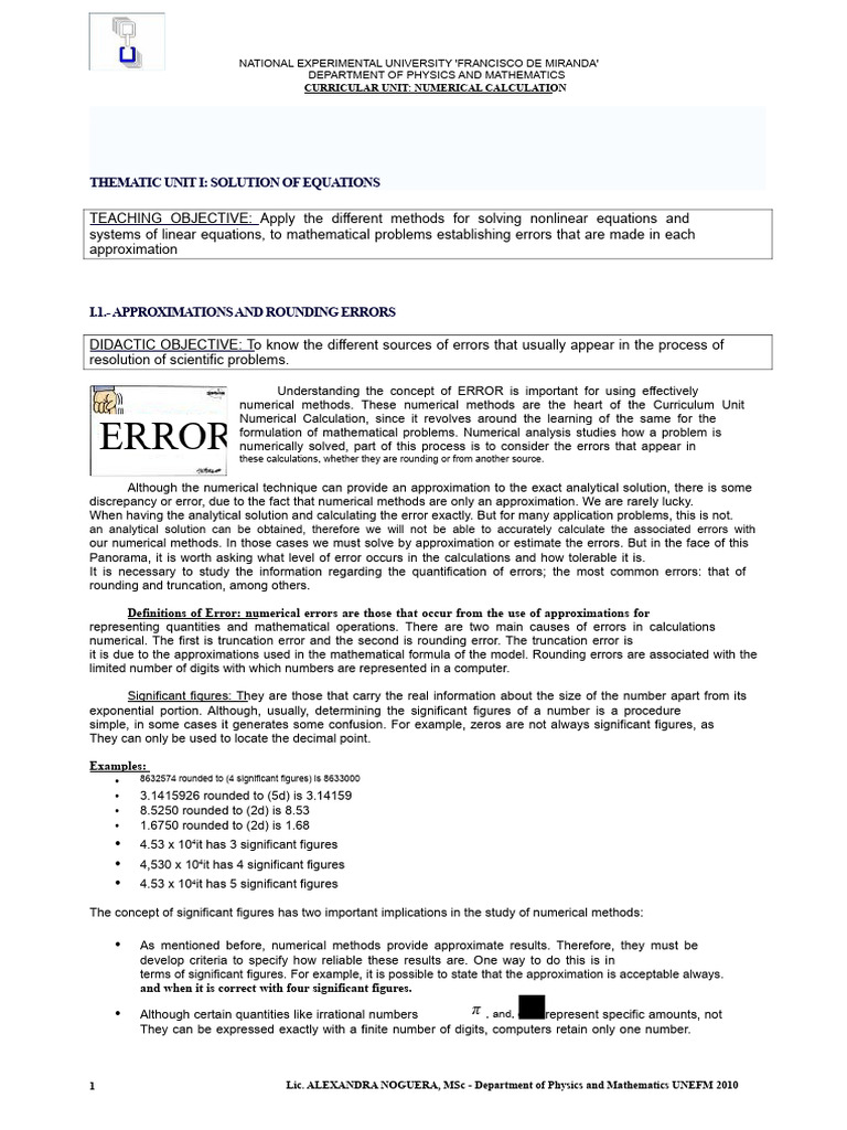 Approximations And Rounding Errors Pdf Numerical Analysis