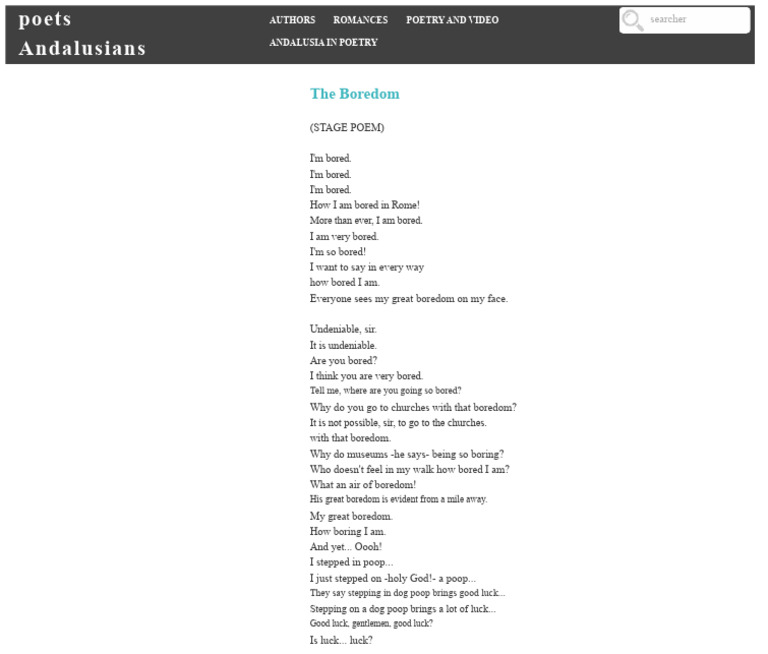 Poems by Rafael Alberti Boredom poem by Rafael Alberti titled