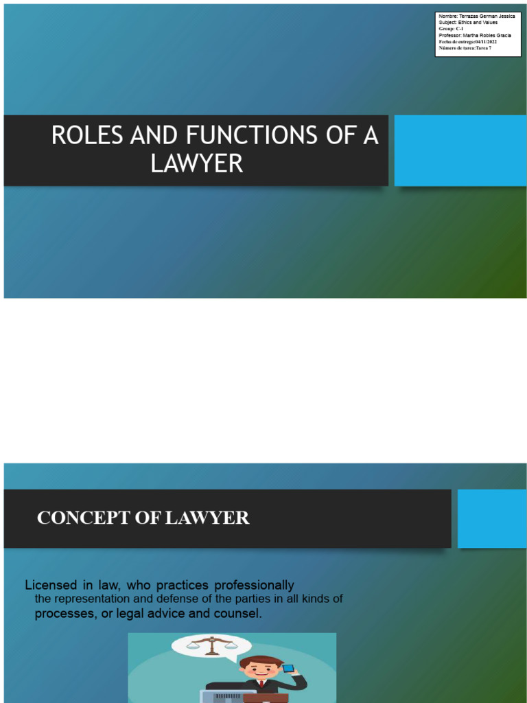 Roles and Functions of a Lawyer | PDF | Lawyer | Justice