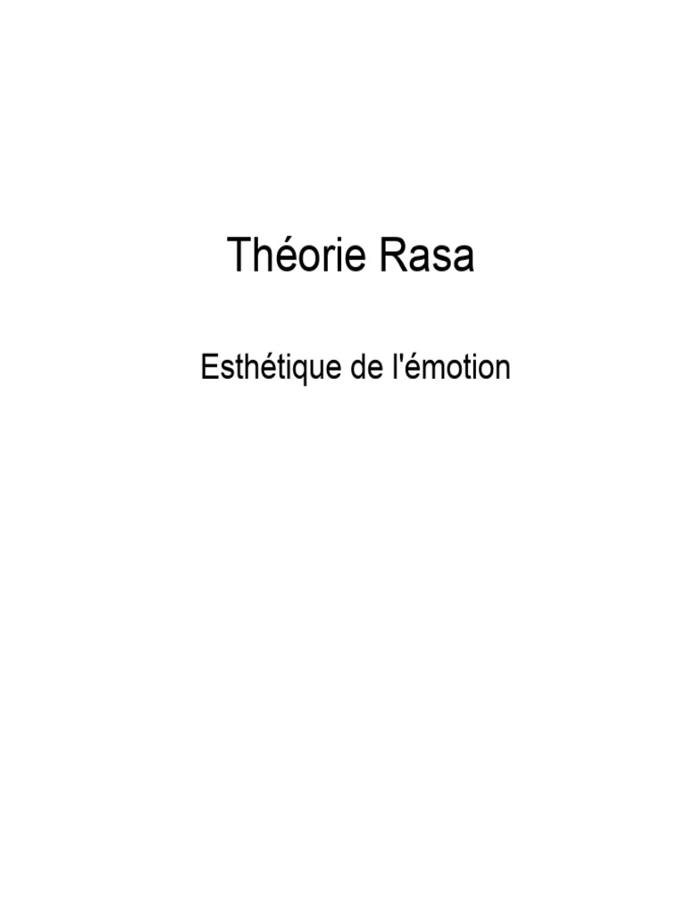Théorie Rasa : Émotions et Arts Visuels | PDF