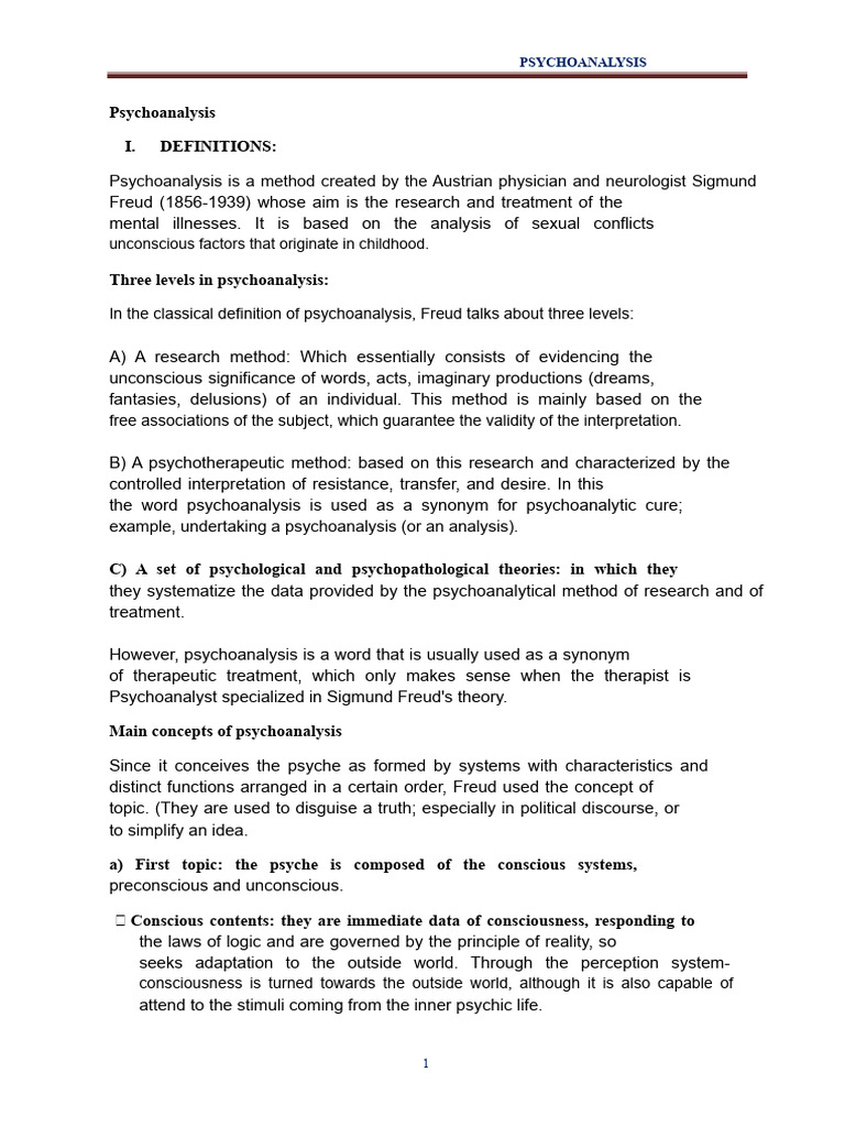 Understanding Psychoanalysis Concepts | PDF | Psychoanalysis ...