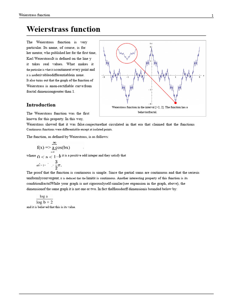 Weierstrass function | PDF | Function (Mathematics) | Mathematical Analysis