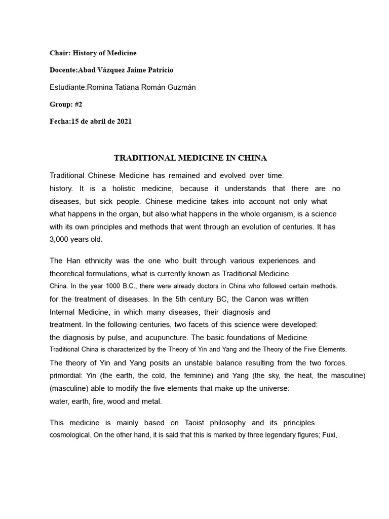 Traditional Chinese Medicine Overview | PDF | Traditional Chinese ...