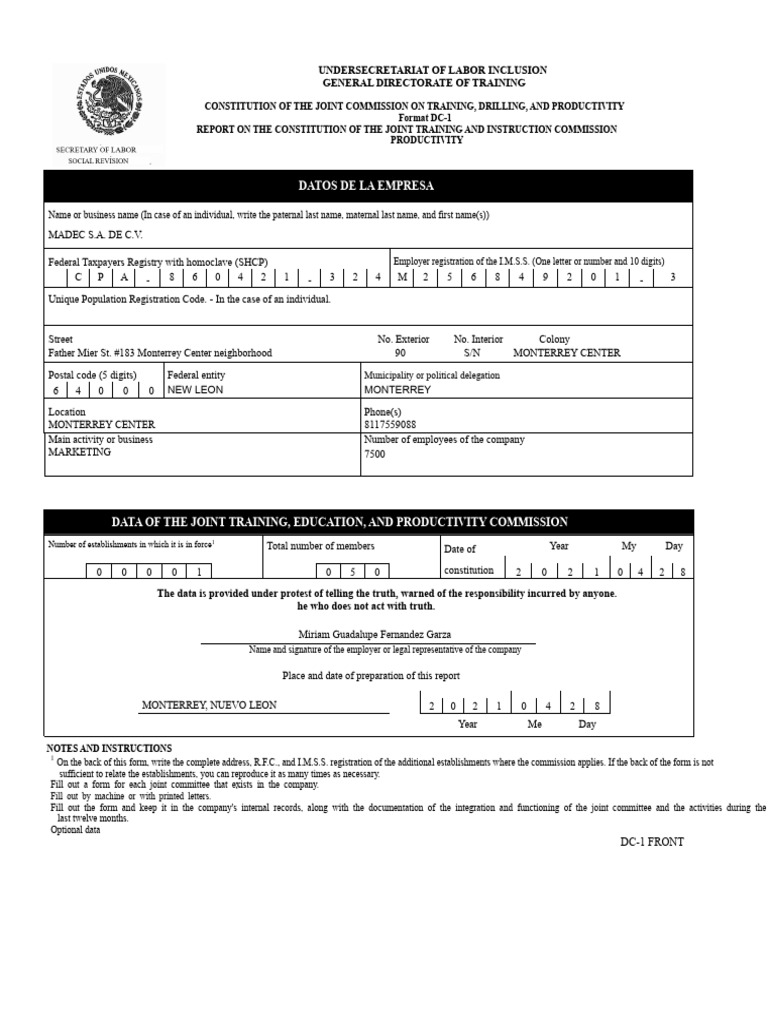 FORMAT DC-1 | PDF | Government