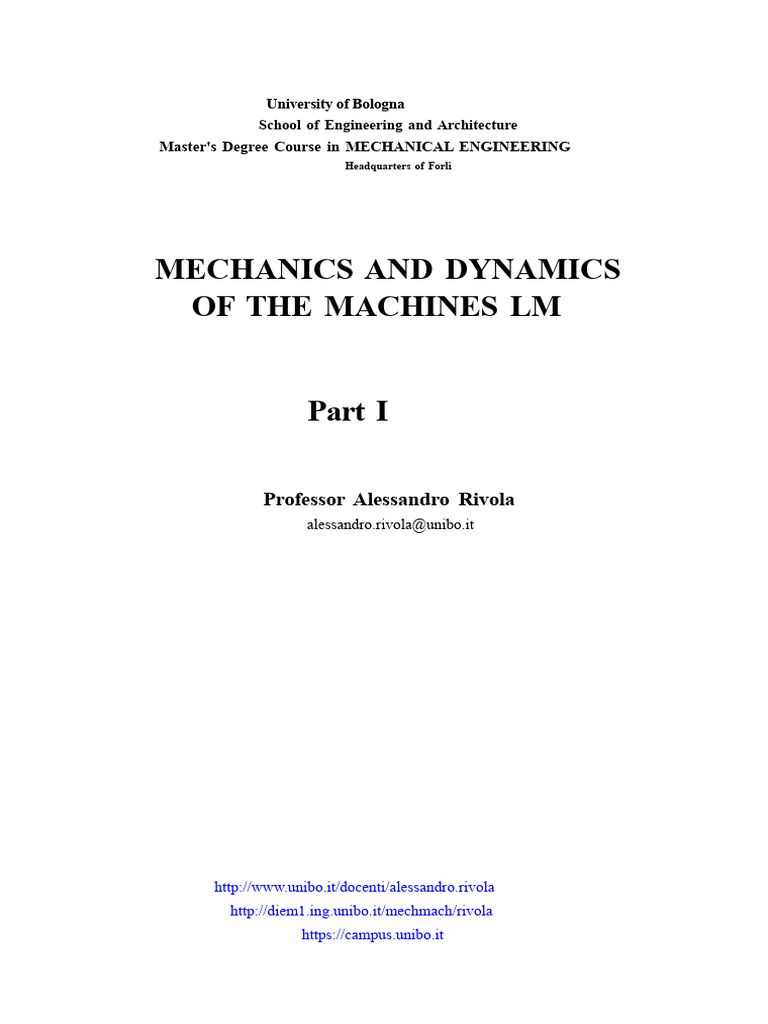 Mechanical Engineering Dynamics Course | PDF | Kinematics | Rotation