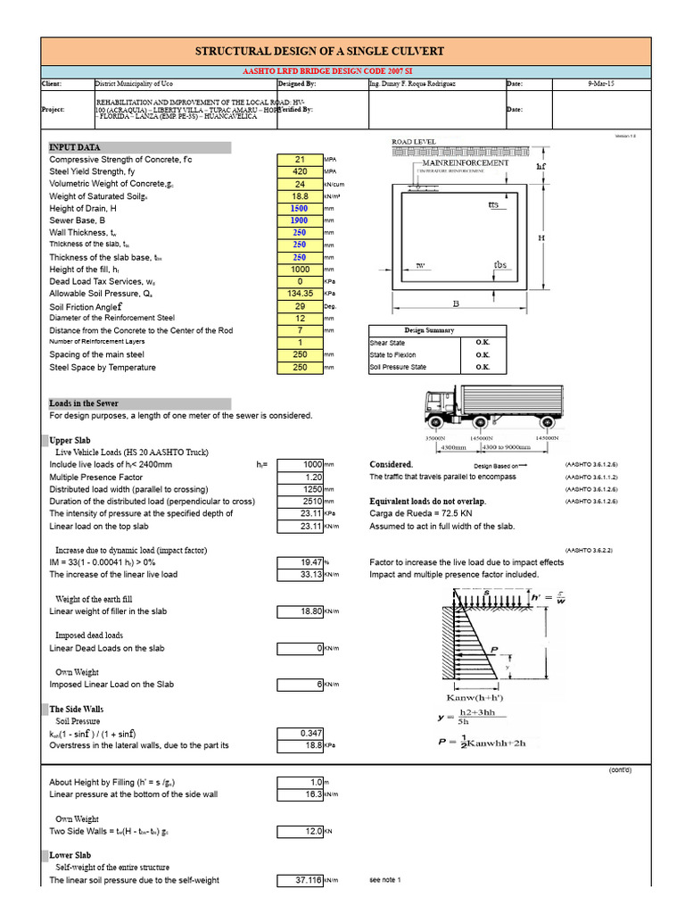 Single Culvert Structural Design Guide | PDF | Structural Load | Pascal ...