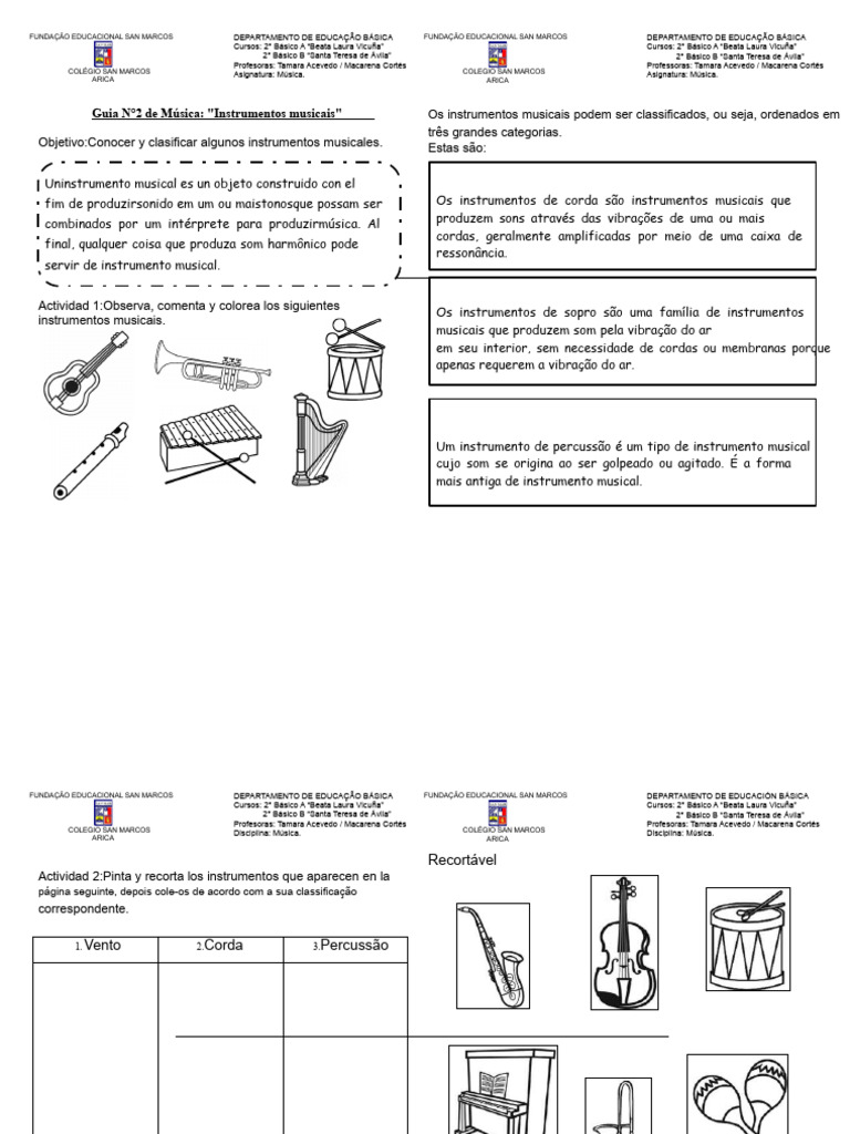 Guia de Instrumentos Musicais para Crianças | PDF | Instrumentos de ...
