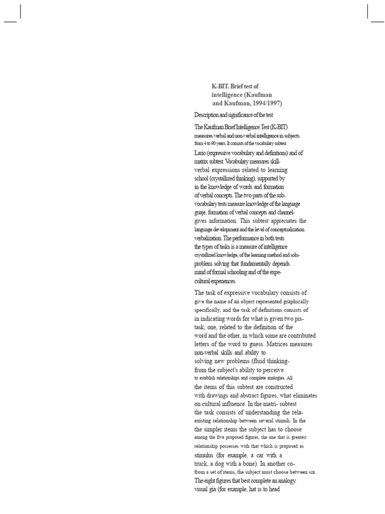 Application and Correction Test (K-BIT) | PDF | Intelligence ...