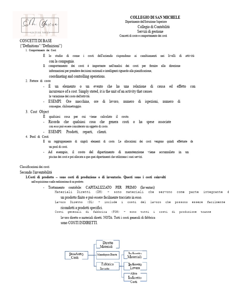 Modulo 1 - Concetti Di Costo e Comportamento Dei Costi | PDF