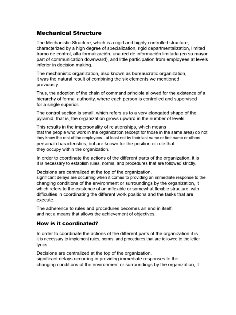 Understanding Mechanistic Structure | PDF | Leadership | Business
