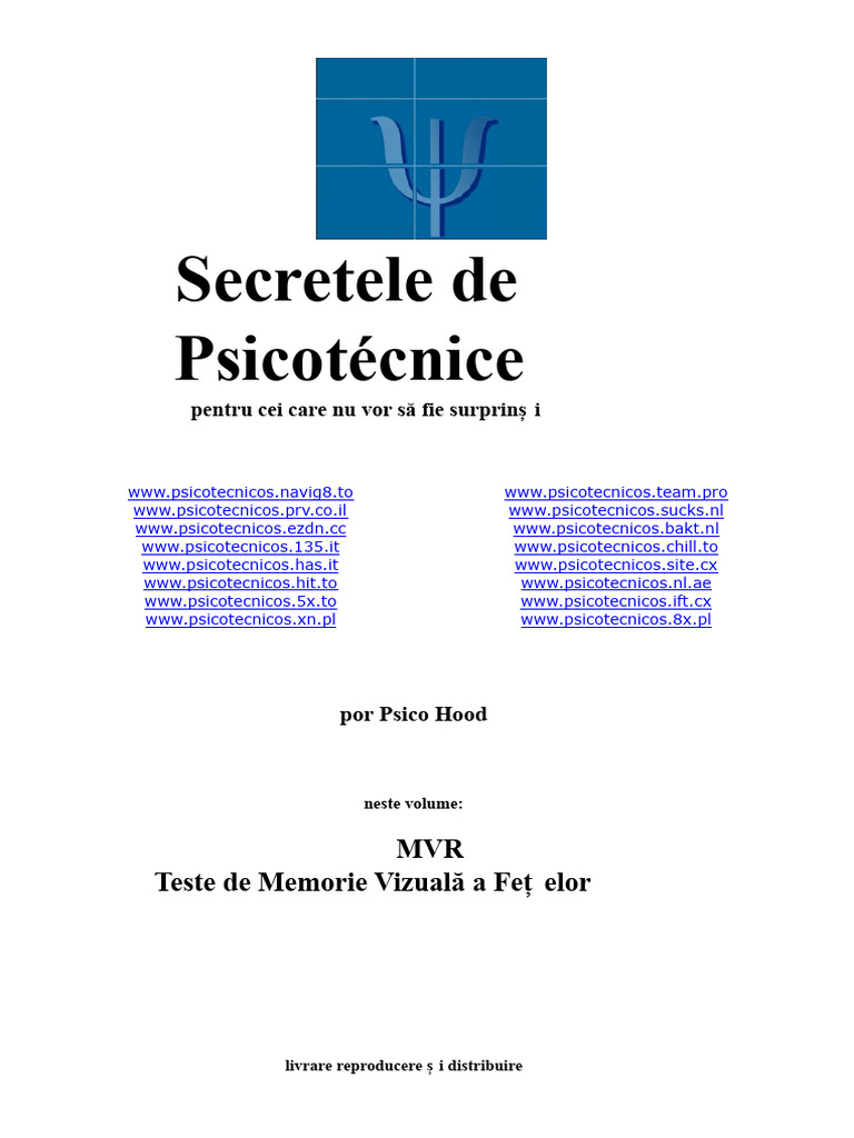 MVR - Test de Memorie Vizuală A Fețelor | PDF
