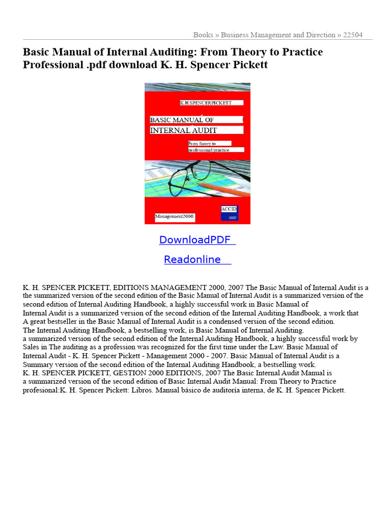 Basic Internal Auditing Manual PDF Download | PDF