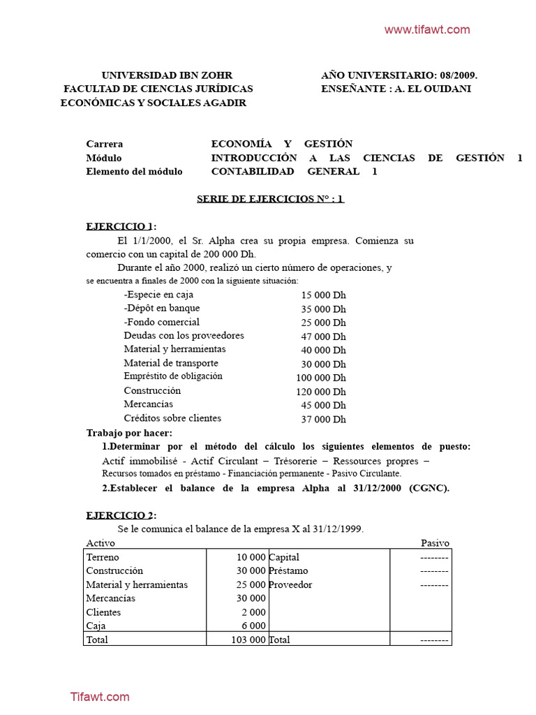 Ejercicios de Contabilidad General 1 | PDF | Hoja de balance | Contabilidad