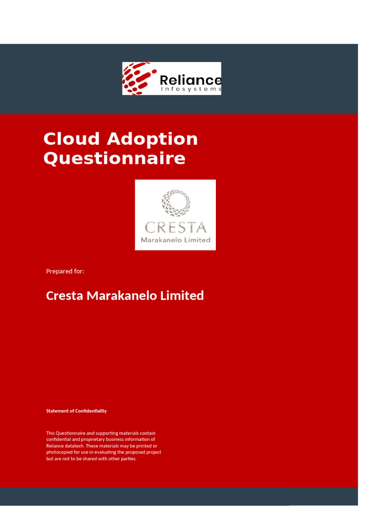 Cloud Adoption Questionnaire Overview | PDF | Cloud Computing | Databases