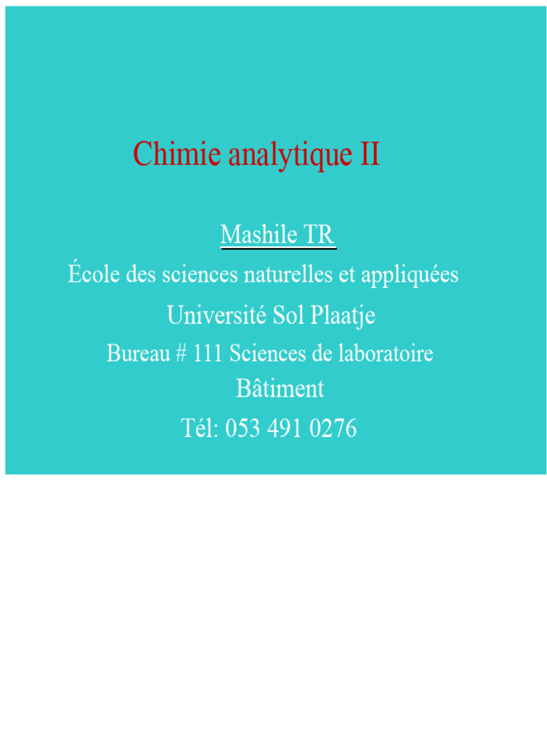 Méthodes de chimie analytique avancées | PDF | Titrage | Chimie