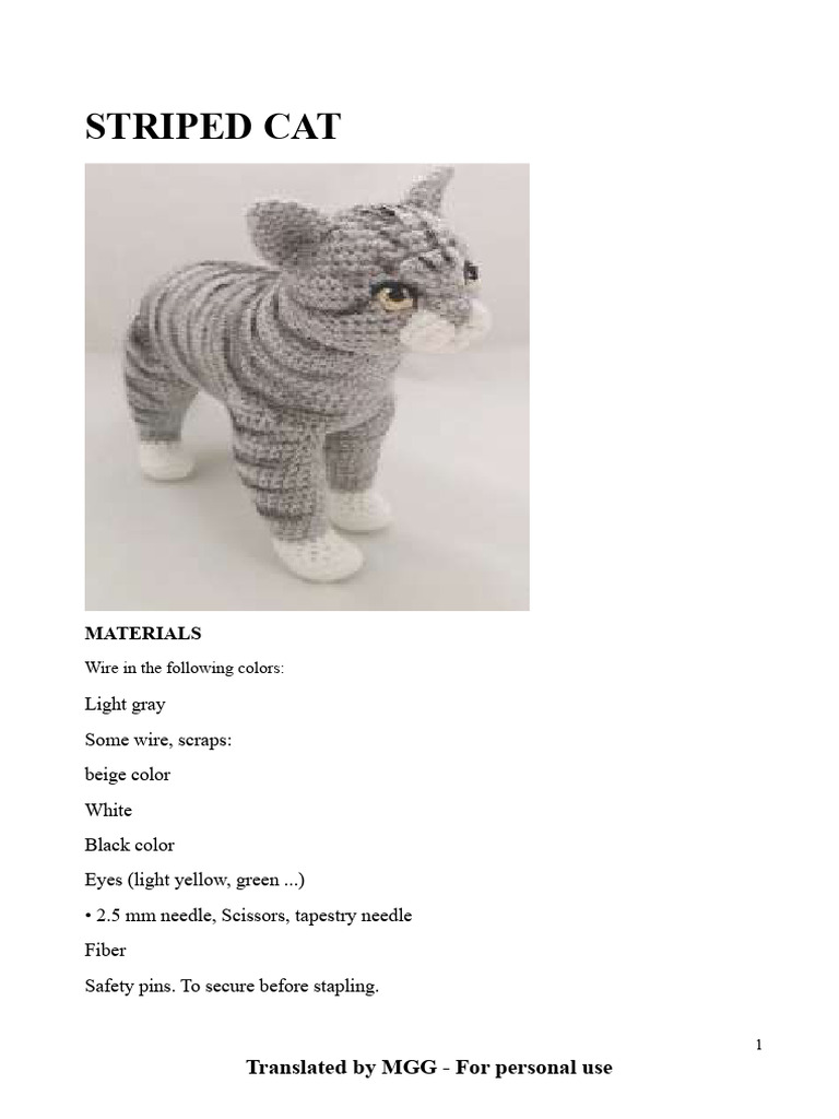 Crochet Striped Cat Pattern Guide | PDF | Embroidery | Yarn