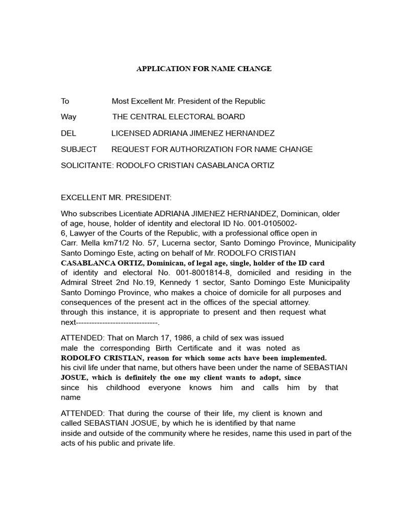 Name Change Authorization Request | PDF | Lawyer | Government