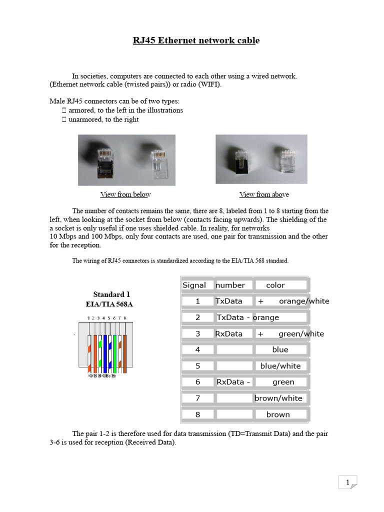 RJ45 Ethernet Cable Guide | PDF | Electrical Connector | Electrical ...