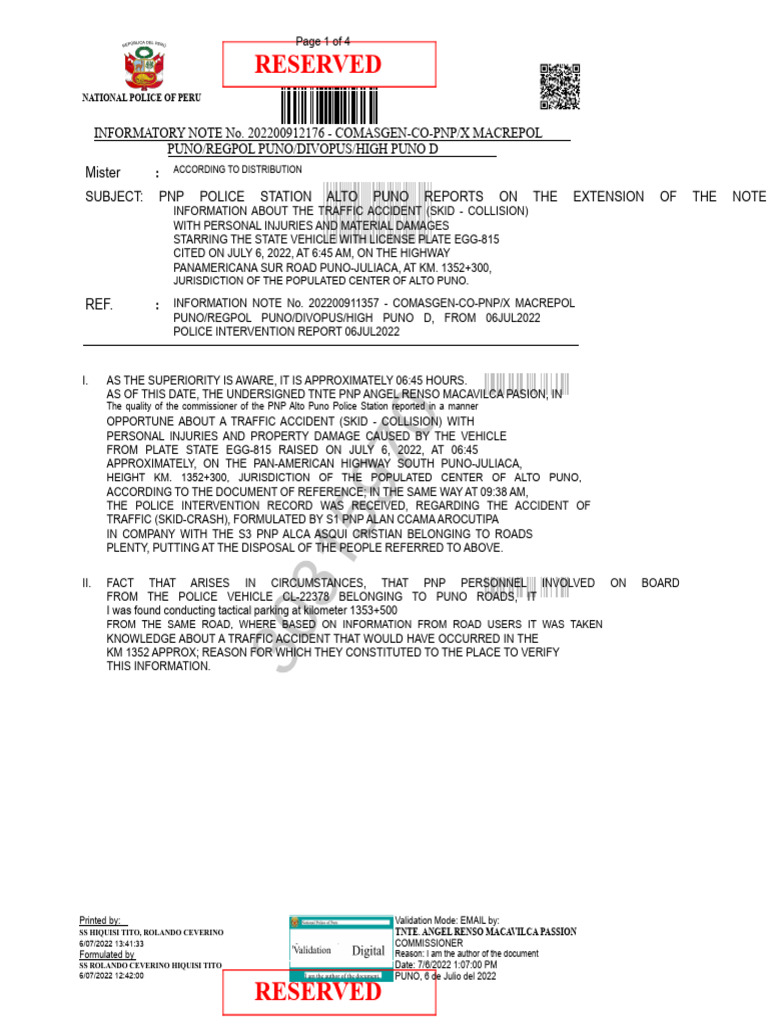 PNP Alto Puno Traffic Accident Report | PDF | Traffic Collision | Traffic