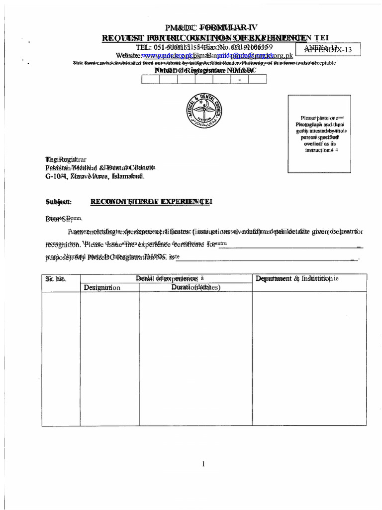 PMDC Form IV PDF | PDF
