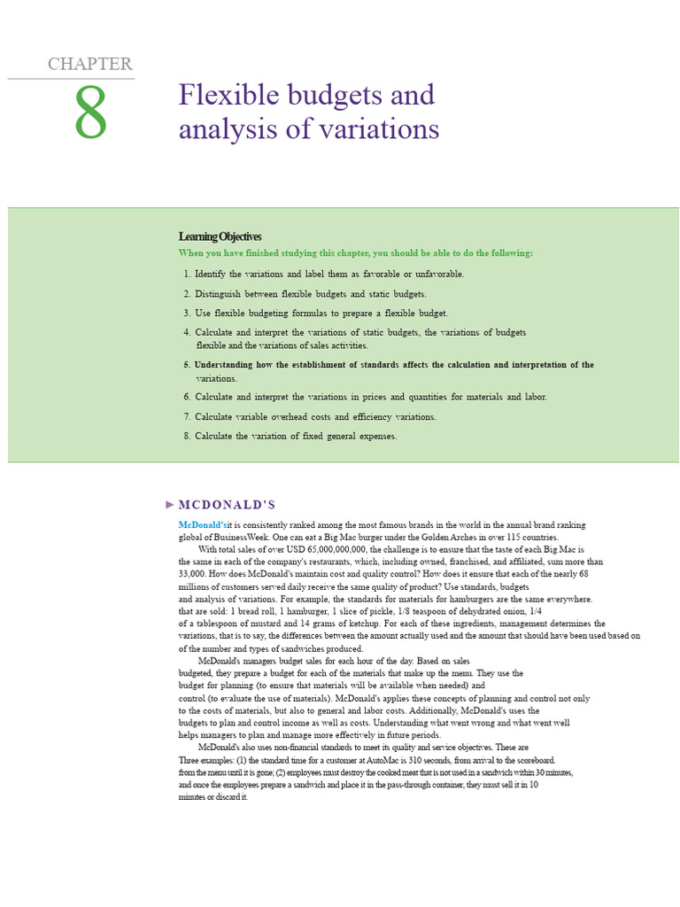 3.0 Book-Flexible Budgets and Variance Analysis | PDF | Mc Donald's ...