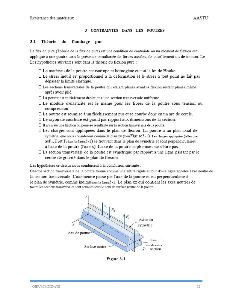 Flexion des poutres : théorie et contraintes | PDF | Flexion (matériau ...