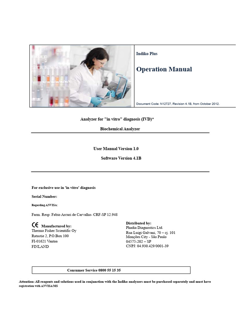 Indiko Plus IVD Analyzer Manual | PDF | Medical Device ...
