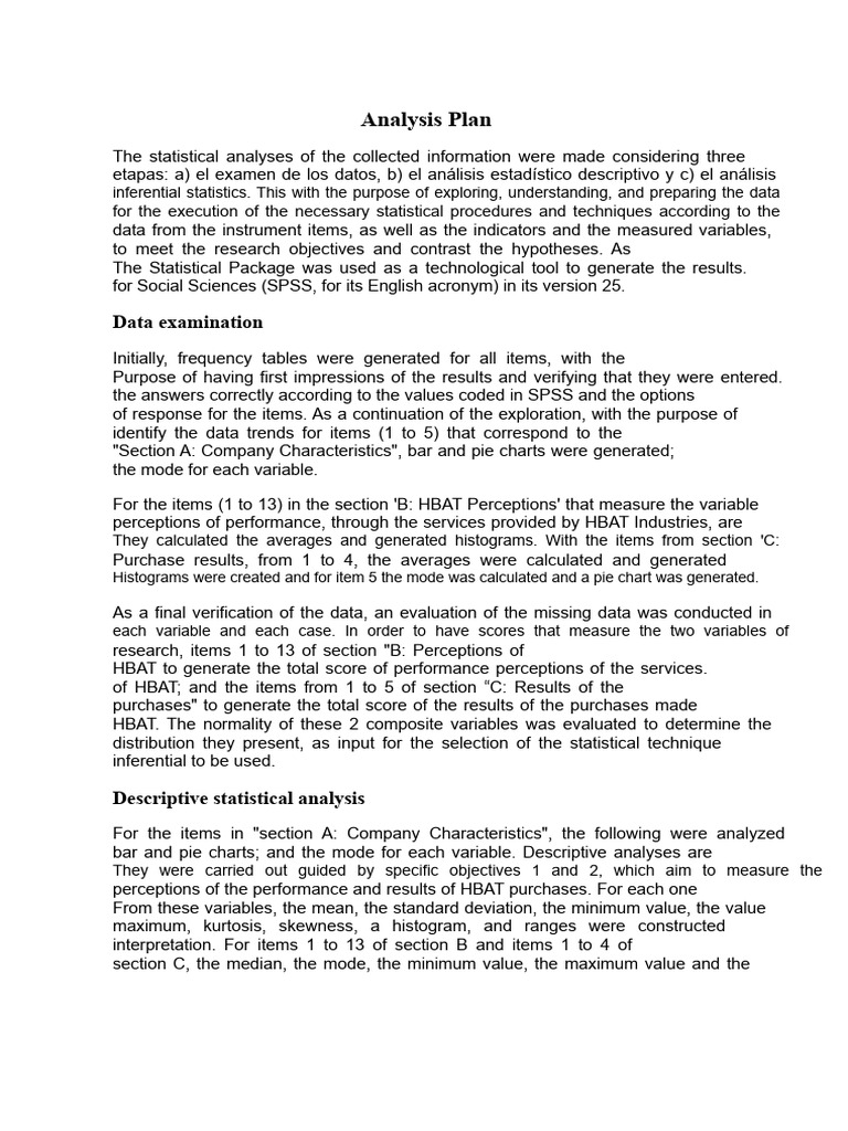 Statistical Analysis Plan for HBAT Research | PDF | Statistics ...