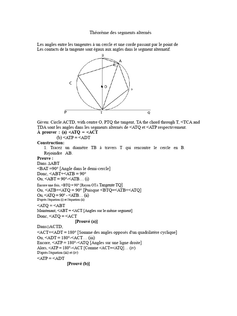 Théorème des segments alternés en géométrie | PDF