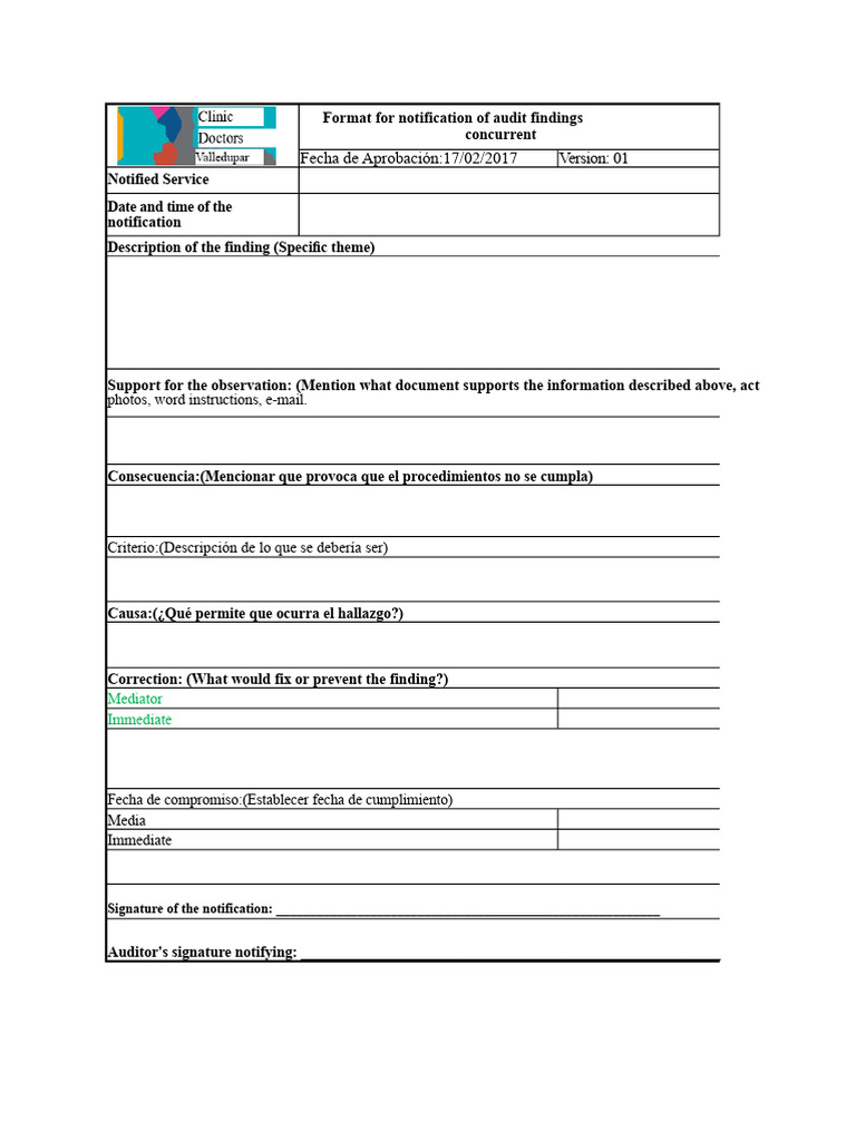 Audit Findings Notification Template | PDF