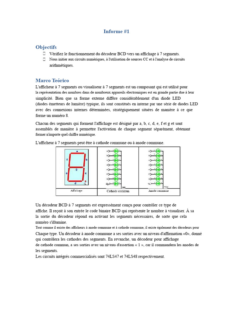 Décodeur BCD et Afficheur 7 Segments | PDF | Décimal codé binaire ...