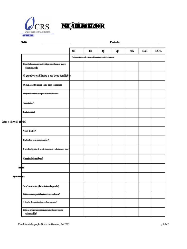 Gerador de Checklist - Inspeção Diária | PDF