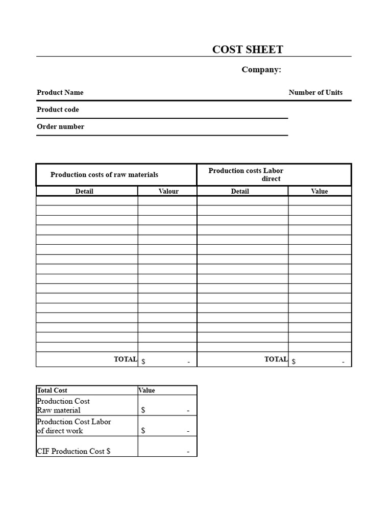 Cost_Sheet_Format | PDF