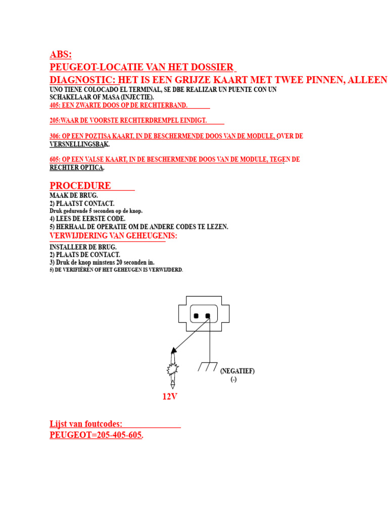 Foutcodes ABS Peugeot | PDF