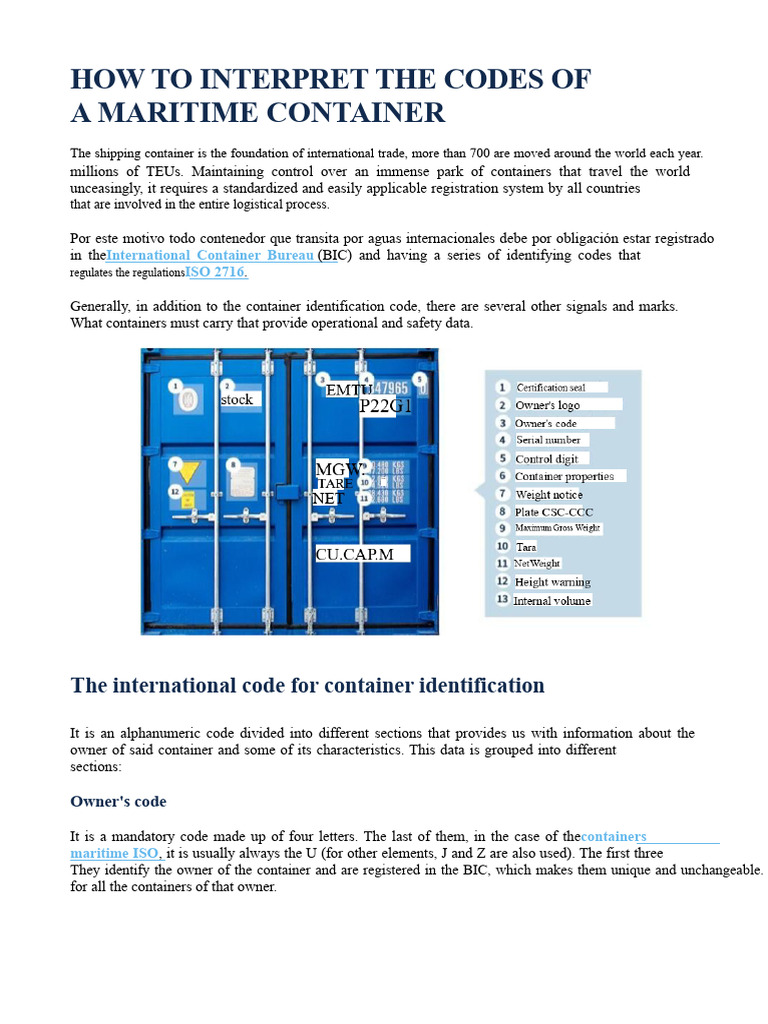 Understanding Maritime Container Codes | PDF | Volume