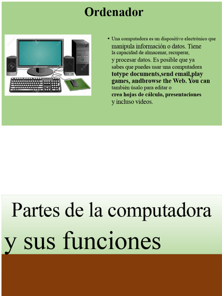 Partes y funciones de una computadora | PDF | Hardware de la ...