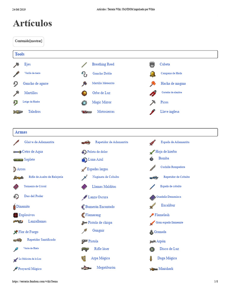 Artículos y Equipos en Terraria | PDF