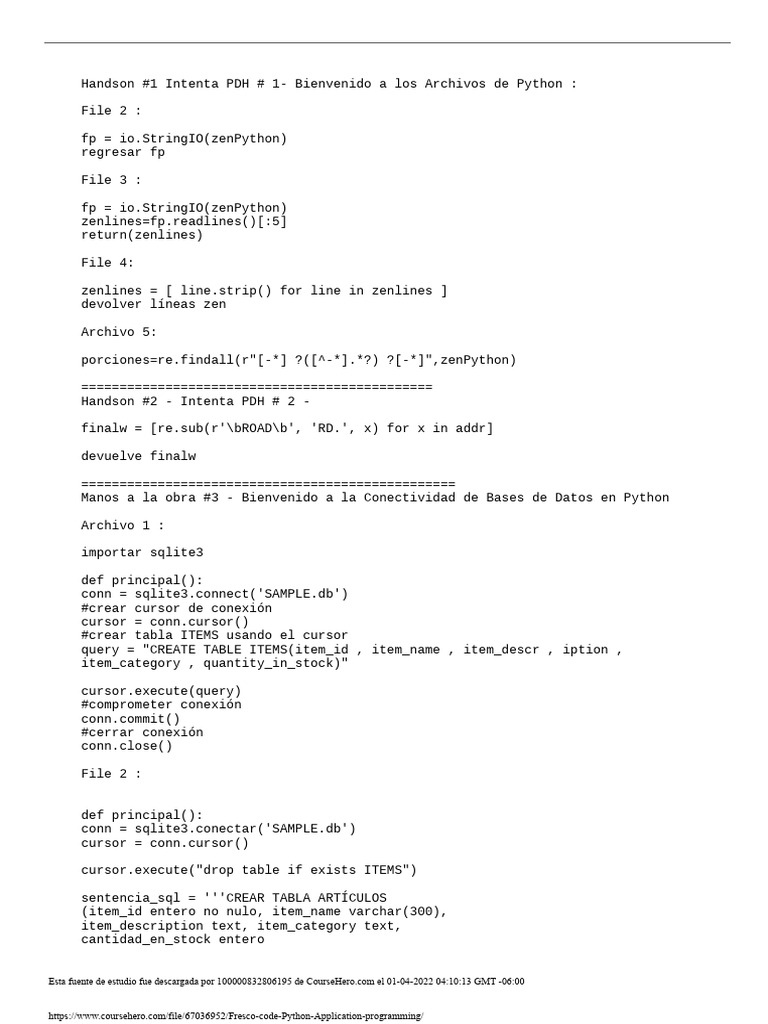 Archivos y Funciones en Python: Guía Completa | PDF | SQL | Python ...